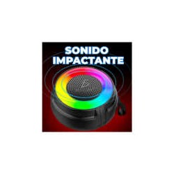 Bocina bluetooth redonda con luz led rgb y correa / bc.ls.1017