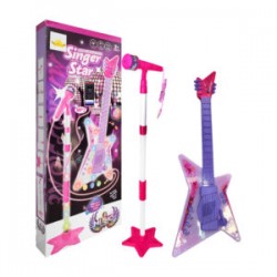 Guitarra mp3 de juguete con luz y sonido + micrófono con base, variedad de colores / singer star / kh262144 / kh282144