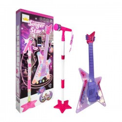Guitarra mp3 de juguete con luz y sonido + micrófono con base, variedad de colores / singer star / kh262144 / kh282144