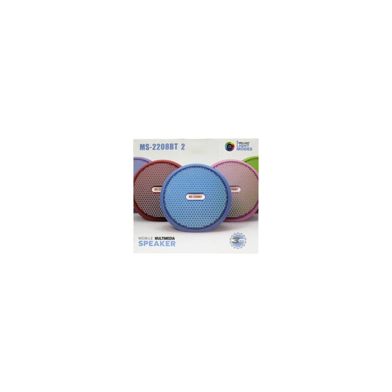 Bocina bluetooth mp3, portátil, fm, puerto usb, luces rgb, variedad de colores / color option ms-2208bt