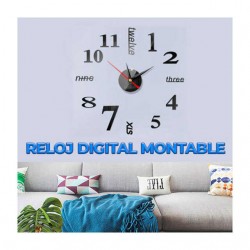 Reloj grande de pared en 3d sin marco moderno con mecanismo silencioso