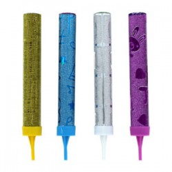 1pza Vela grande pirotecnia con diseño de brillantina 14cm de dos colores, variedad de diseños / x-10