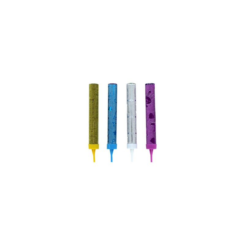 1pza Vela grande pirotecnia con diseño de brillantina 14cm de dos colores, variedad de diseños / x-10