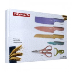 Juego de 4 cuchillos everywealth, evcrierh, evdrtverh, forging family o dvcretirh color pastel con tijeras y pelador / er-0278 /