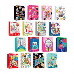 1pza Bolsa de regalo mediana 26x10x32cm, variedad de diseños / sh802 / 712214 / 855010