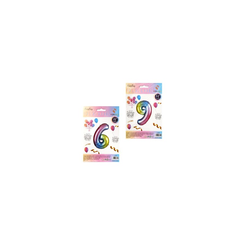 1pza Globo metálico yongli de 32 pulgadas en forma de número, variedad de colores y formas / fiestas foil balloons / li-02