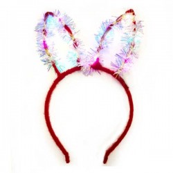 1pza Diadema led de terciopelo con orejas de conejo, escarcha y luz, variedad de colores / bt-845