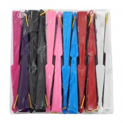 1pza Abanico con diseño rosas flores y mango liso de plástico 23cm, variedad de colores / lf-sz8671