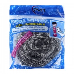 1pza Fibra espiral de acero inoxidable multiusos para lavar trastes / pym