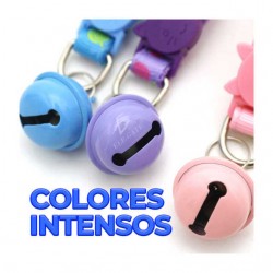 Collar ajustable para mascota con diseño estampado y cascabel, variedad de modelos