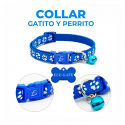 1pza Collar reflectivo con cascabel, placa y diseño de huesos para mascota, variedad de colores / mas.09.3
