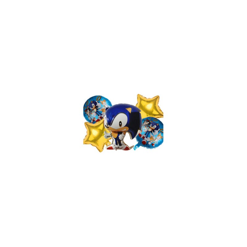 Set 5 globos metálicos con diseño de sonic / zhsq-27 / li-11