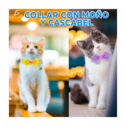 Collar pequeño ajustable para mascotas con moño de lunares, variedad de colores / mas.09.9