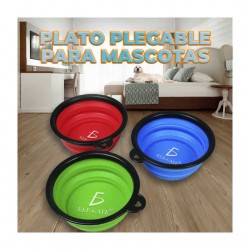 Tazón portátil plegable de silicón con mosquetón 650ml, variedad de colores