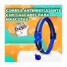 1pza collar para mascotas con cascabel, tira reflejante y broches ajustables de colores, variedad de colores / mas.09.7