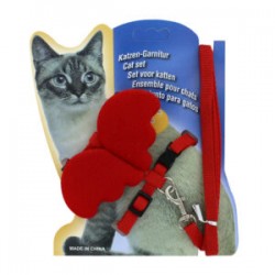 Juego de pechera con decoración de alas y correa 1cm de ancho para gato, variedad de colores / jr1267