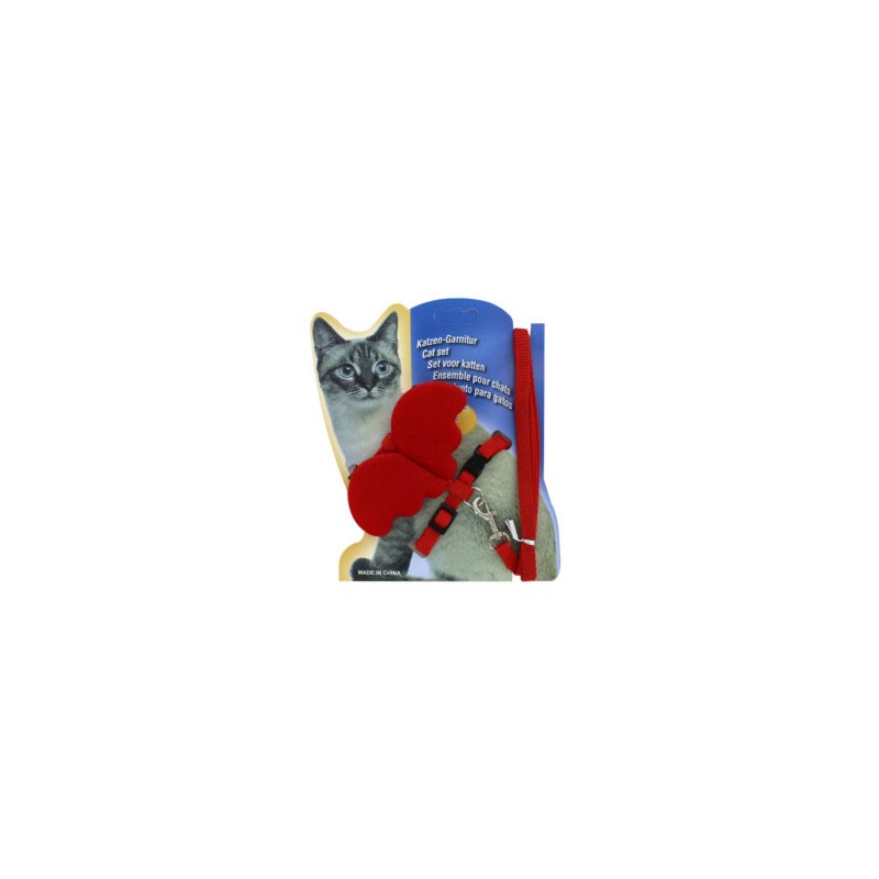 Juego de pechera con decoración de alas y correa 1cm de ancho para gato, variedad de colores / jr1267