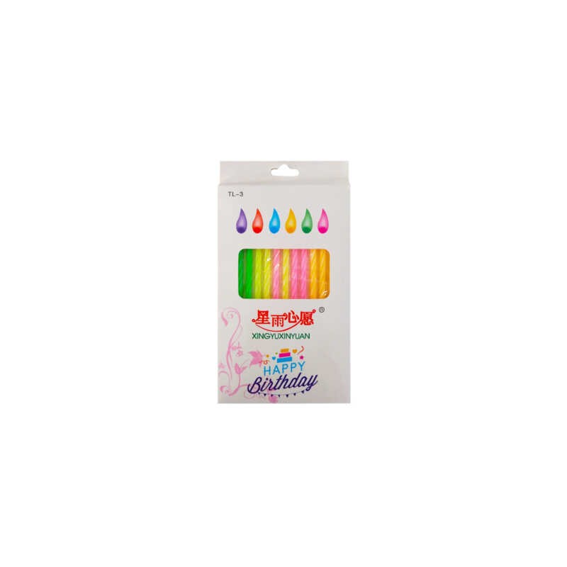 Paquete 12 velas de cera happy birthday para pastel, variedad de colores / gb-t2119-95