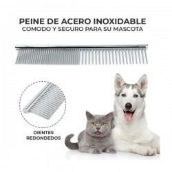 1pza Peine metálico con doble función para mascota 16.5cm / mas.07