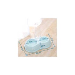 Plato doble redondo de plástico con compartimento dispensador de agua para mascotas, variedad de colores