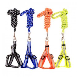 Juego de pechera ajustable y correa 1cm de grosor con detalles reflectivos, variedad de colores / jr1284