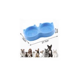 Plato doble de plástico en forma de gatos con gomas antideslizantes, variedad de colores