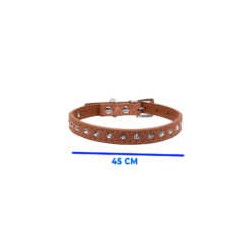 Collar de piel para mascotas con pedrería talla l, variedad de colores / mas.09.6.l