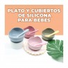 Set de platos y cubiertos de plástico para bebé, variedad de colores