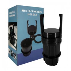 Soporte multifuncional / portavasos con 3 compartimientos y cargador inalámbrico de celular para automóvil / multi-function hold
