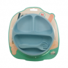 Set plato redondo entrenador de silicona con 3 divisiones + 2 cubiertos para bebé, variedad de colores / childrens tableware