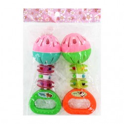 Paquete con 2 sonajas de plástico para bebé, variedad de colores / 2109
