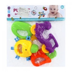 Paquete con 4 sonajas didácticas en diversas formas para bebé / puzzle baby rattle