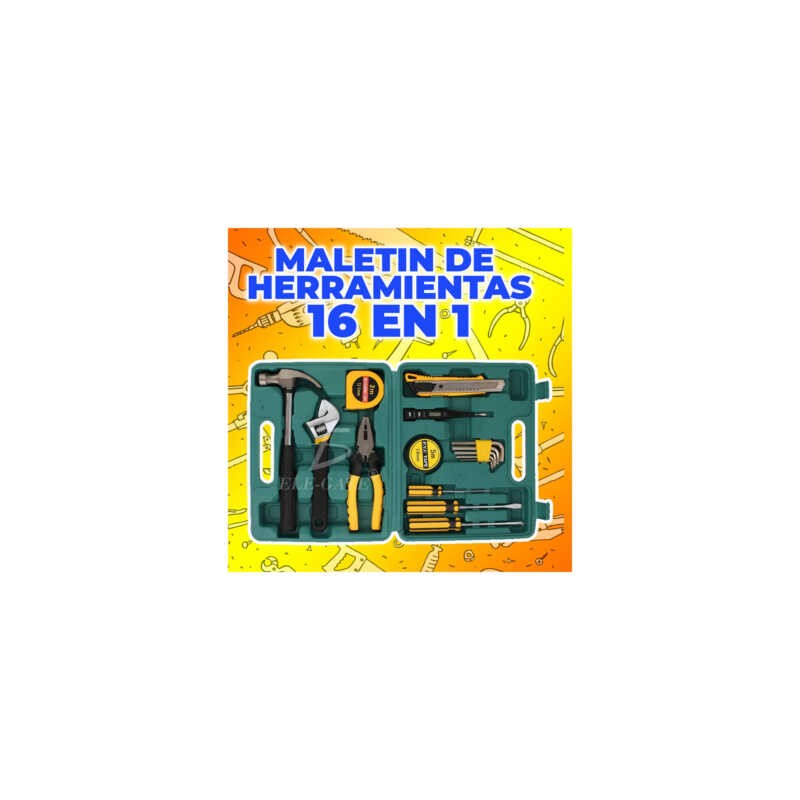 Estuche 16 en 1 con herramienta doméstica multifuncional para reparación y bricolaje