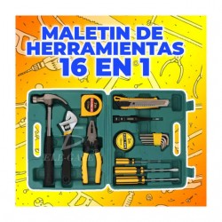 Estuche 16 en 1 con herramienta doméstica multifuncional para reparación y bricolaje