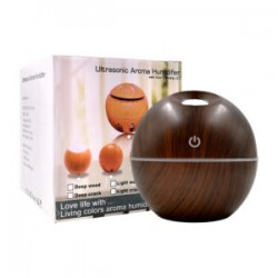 Humidificador redondo de plástico con diseño tipo madera y luz led rgb, variedad de colores / jsq137