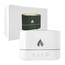 Humidificador ovalado de ambiente con mini figura de flama fuego, temporizador y luces rgb / 153485