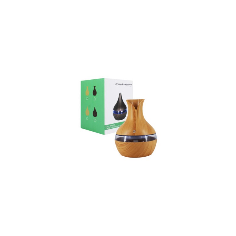 Humidificador ultrasonic en forma de cántaro estilo madera con luz led, variedad de modelos / sj-066d