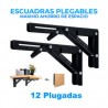 Par de soportes / escuadras metálicas negras de 12 pulgadas para repisa / hold.71.12