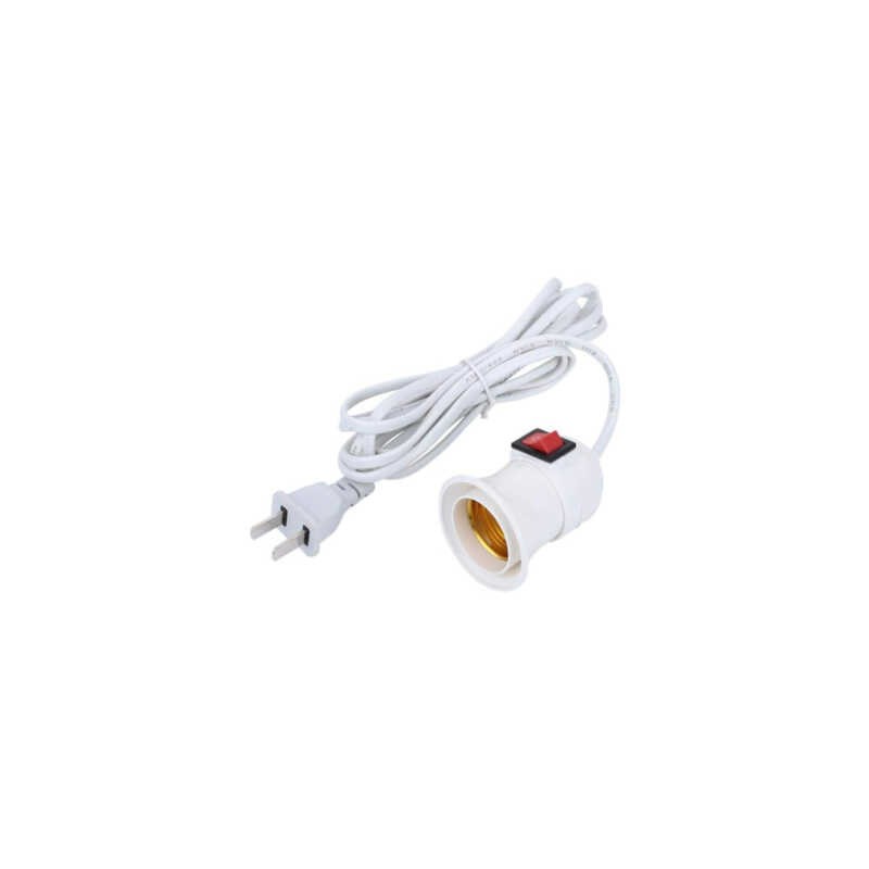 1pza Extensión eléctrica blanca de 2 metros con socket para bombilla e interruptor / sna-5830