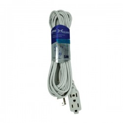 Extensión blanca domestica con longitud de 5mtrs, clavija plana y 3 contactos 18awg 127v 60hz / fx / ex-b5m