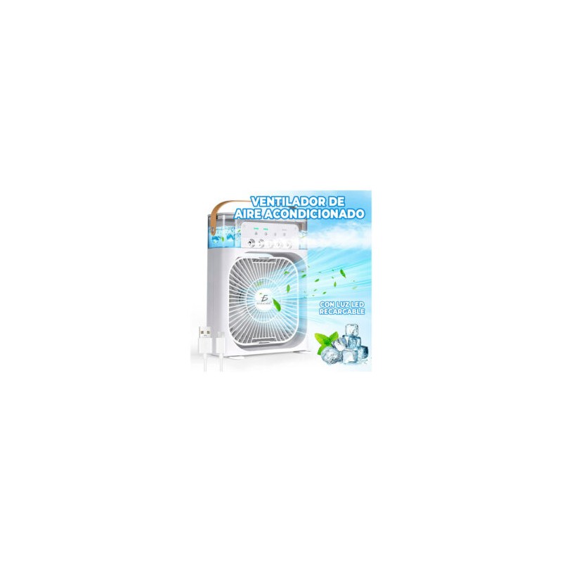 Mini ventilador aire acondicionado usb con función de humidificador, luz y capacidad para 600ml / clr.64