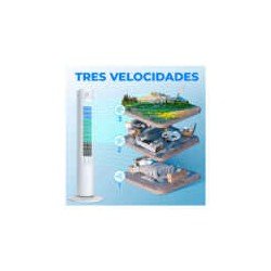 Ventilador ele-gate tipo torre de 29 pulgadas con giro de 90°, 3 velocidades y consumo de 50 watts / clr.61