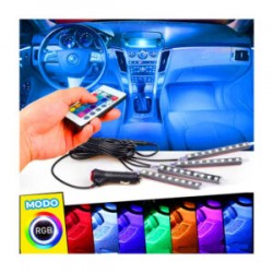 Juego de 4 tiras ele-gate con 9 leds de luz rgb y entrada tipo plug de encededor coche carro / led.qcrgb.001