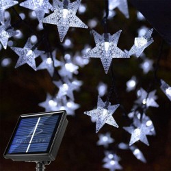 Guirnalda solar de exterior con 20 luces led con diseño de estrellas, 3m para jardín / led.51.estrella