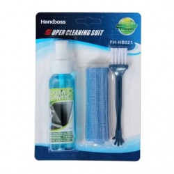 Kit portátil de limpieza para pantallas con spray de 80ml, microfibra anti rayones y cepillo para polvo / handboss / super clean