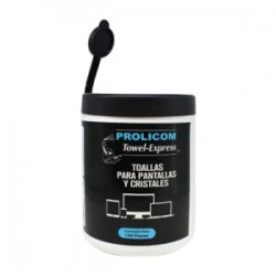 Bote con 100 toallas limpiadoras de pantallas y cristales / towel-express 367868