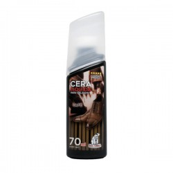 Bote de cera liquida para calzado en color café con aplicador de esponja, 70ml / 8501a