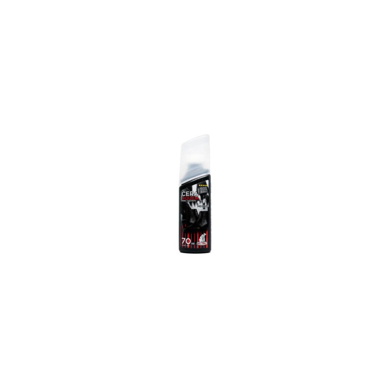Bote de cera liquida para calzado en color negro con aplicador de esponja, 70ml / 8500a