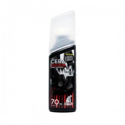Bote de cera liquida para calzado en color negro con aplicador de esponja, 70ml / 8500a