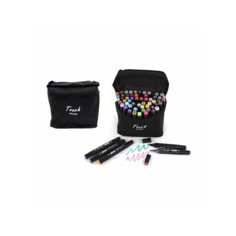 Estuche con 60 plumones marcadores doble punta de colores / c8-046-4 / touch 60pcs / b120